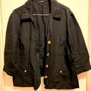 Black Linen 3/4 Sleeve Jacket